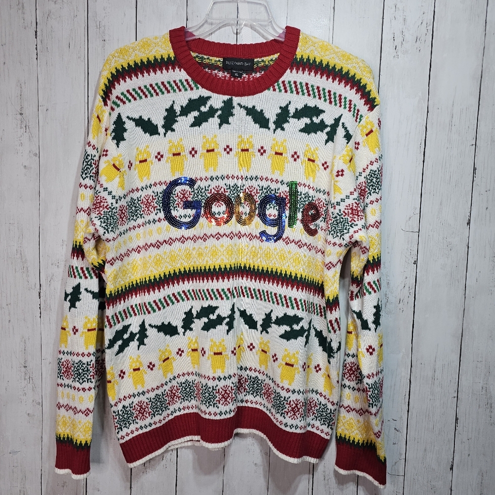 Blizzard Bay GOOGLE “Ugly” Christmas Sweater Unisex Men’s Size XL 100% Cotton.